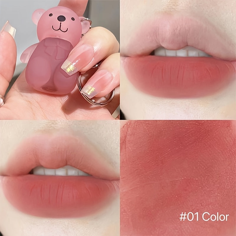 Six-color Bear Lip Glaze - Moisturizing, Matte, Waterproof, Long-lasting, Easy to Apply, Dark Red, Pink, Gift for Couples, Girlfriend