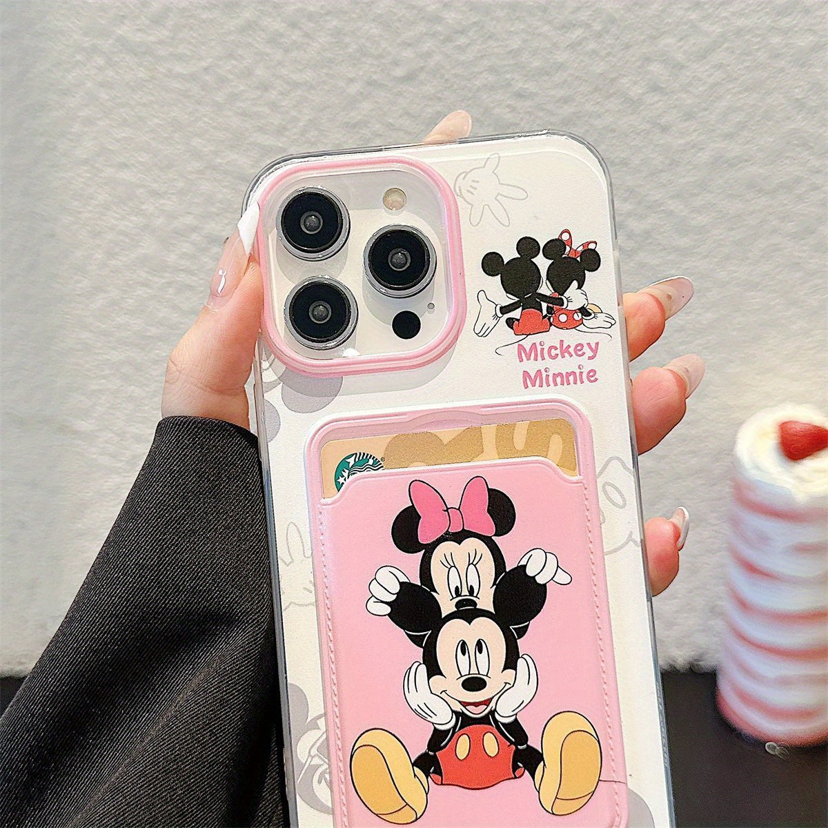 Disney Series Mobile Phone Case, Mickey Minnie Compatible with iPhone16 16promax 13 14 15 15pro 15promax 16pro XSMAX XR 7/8/mini13/mini12 Card Holder, Card Bag, with Lanyard This soft protective case provides full body protec