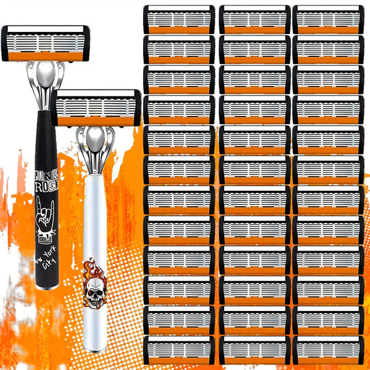 Two Handles + 60 Quality Progressive Blade Attachments for Facial Cleansing Tools.