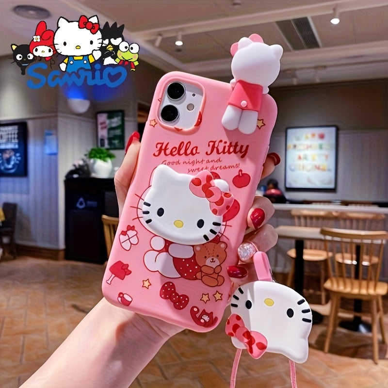 Sanrio Cartoon Mobile Phone Case - Vibrant Full-Coverage TPU Soft Shell with Stand - Compatible with iPhone 16/15/14/13/12/11/XS/XR/X Plus Pro Max, Cute and Fashionable Design