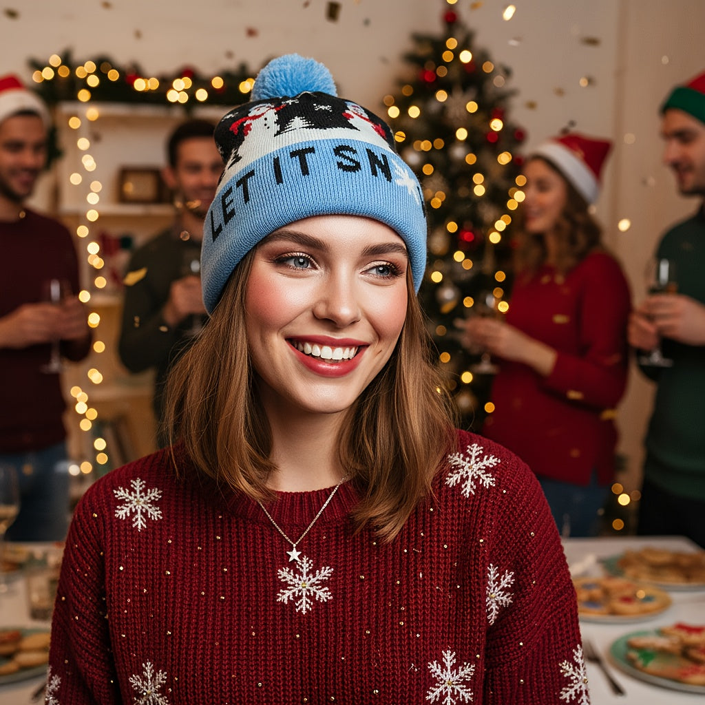 1pc Cartoon Jacquard Double-Layer Knitted Hat