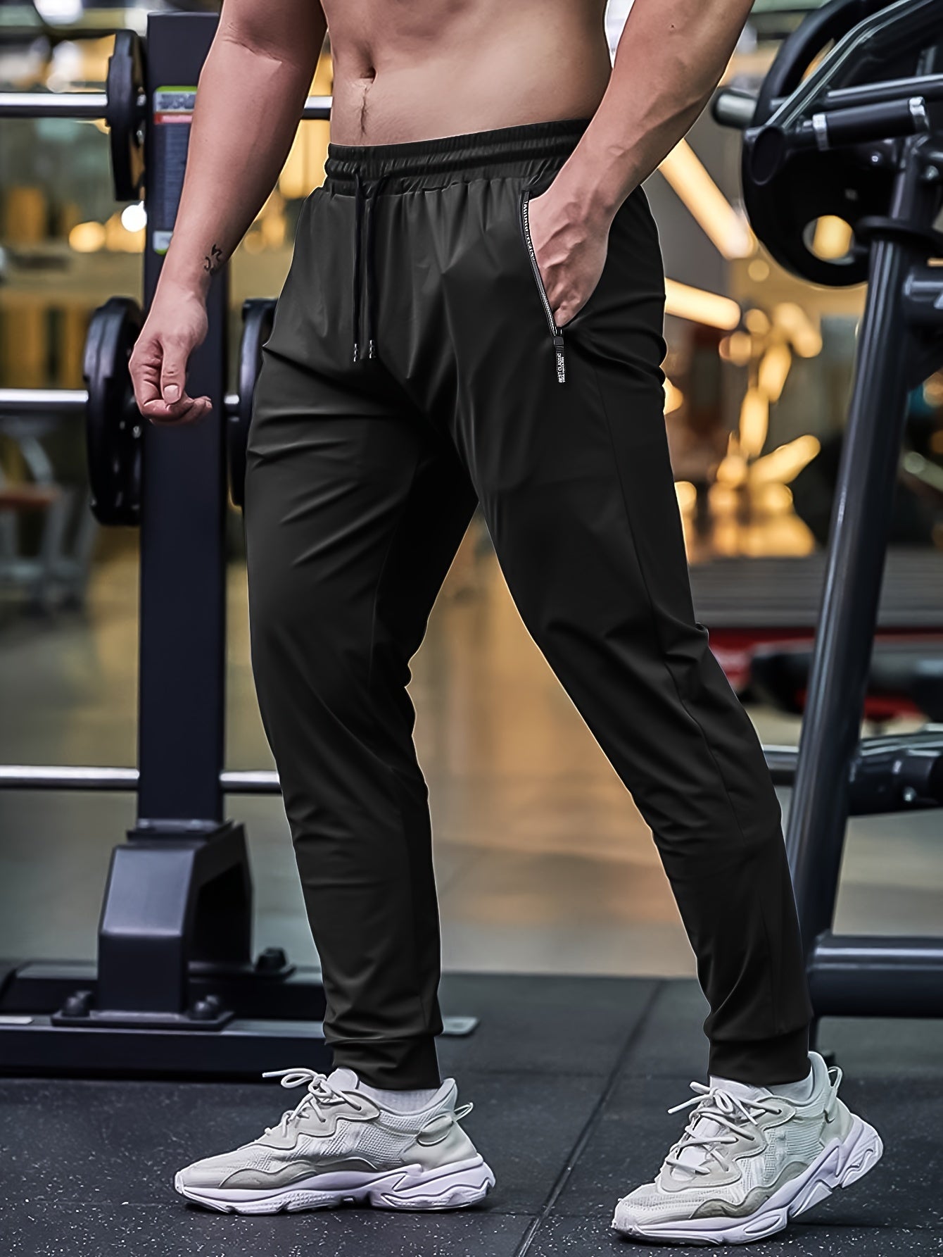 Men's Breathable Casual Sports Pants with Zipper Pockets