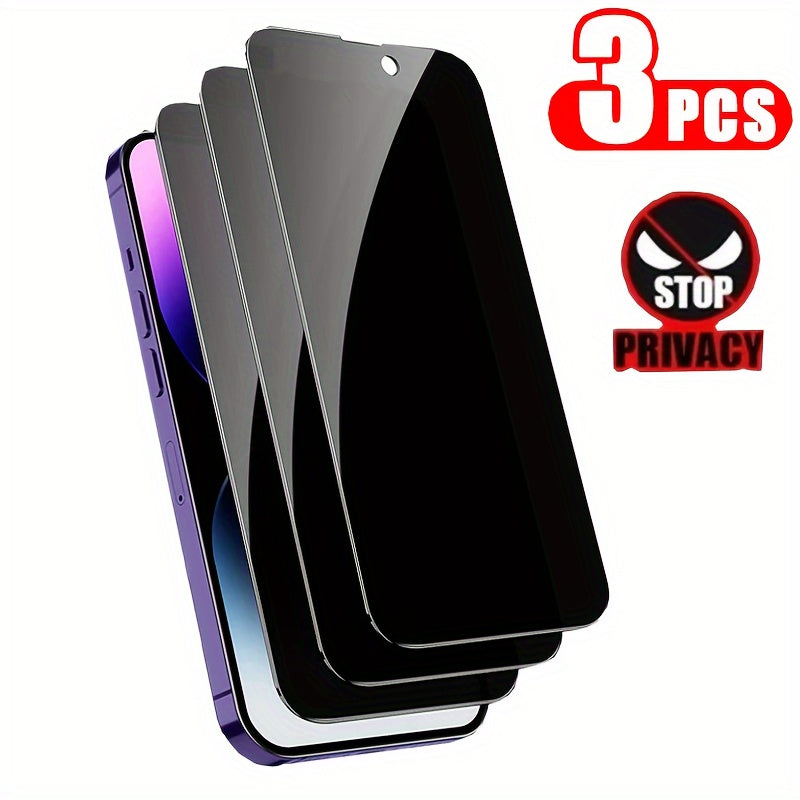 [Privacy Screen] 3pcs Full Cover Privacy Screen Protector | for iPhone 11 12 13 PRO MAX, iPhone 14 Pro 15 Pro Max, iPhone 14 Plus 15 Plus | Tempered Glass Privacy Glass Film