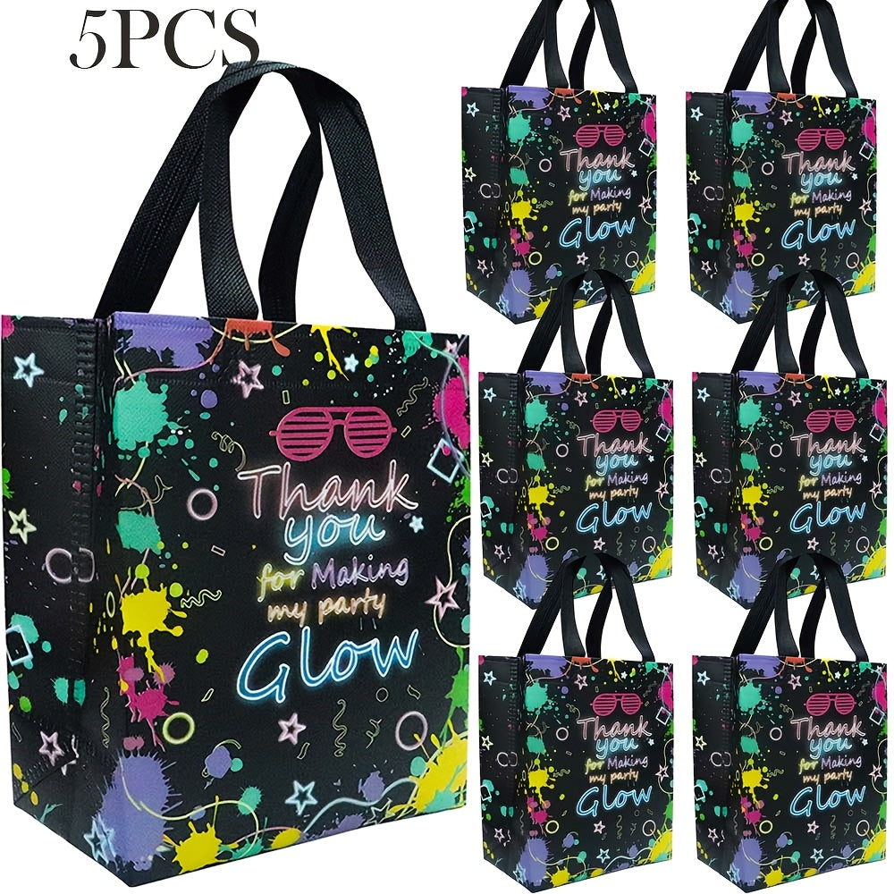 [Neon Glow Party Bags] 5/10/20/30pcs Neon Glow Party Favor Bags | Glow in Dark Party Supplies No Woven Neon Birthday Party Gift Bags | Best for Retro 80s 90s Birthday Halloween Party Decoration Supplies, Christmas, Thanksgivi