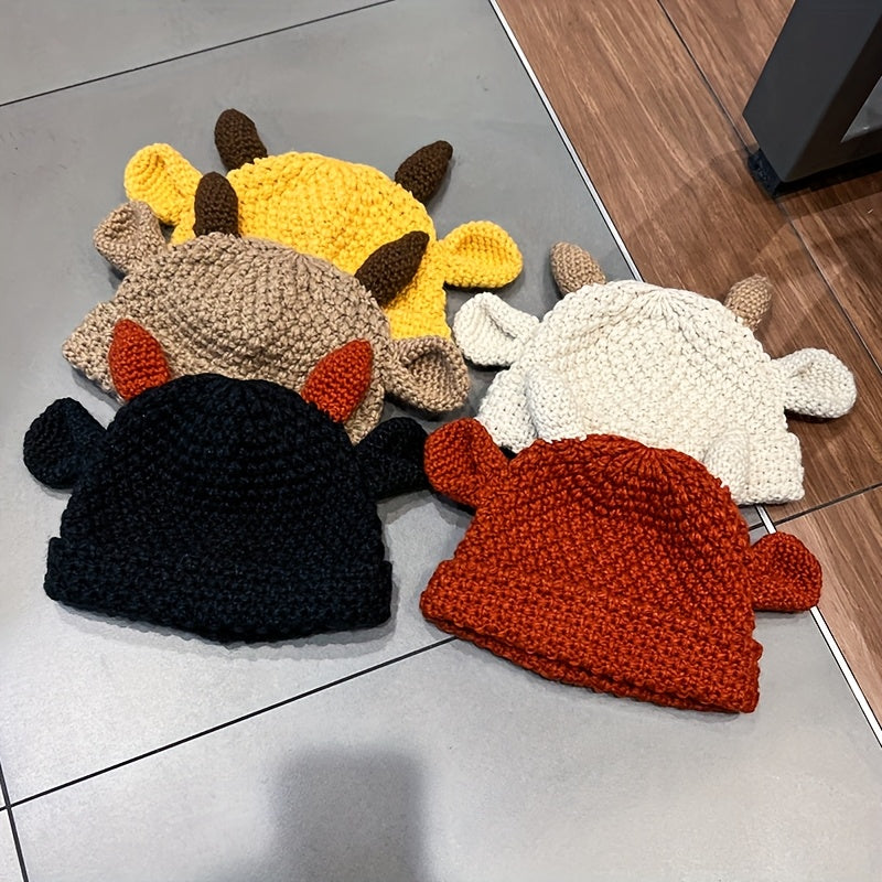 Hand- Cow Ear Beanie Hat for Women & Men