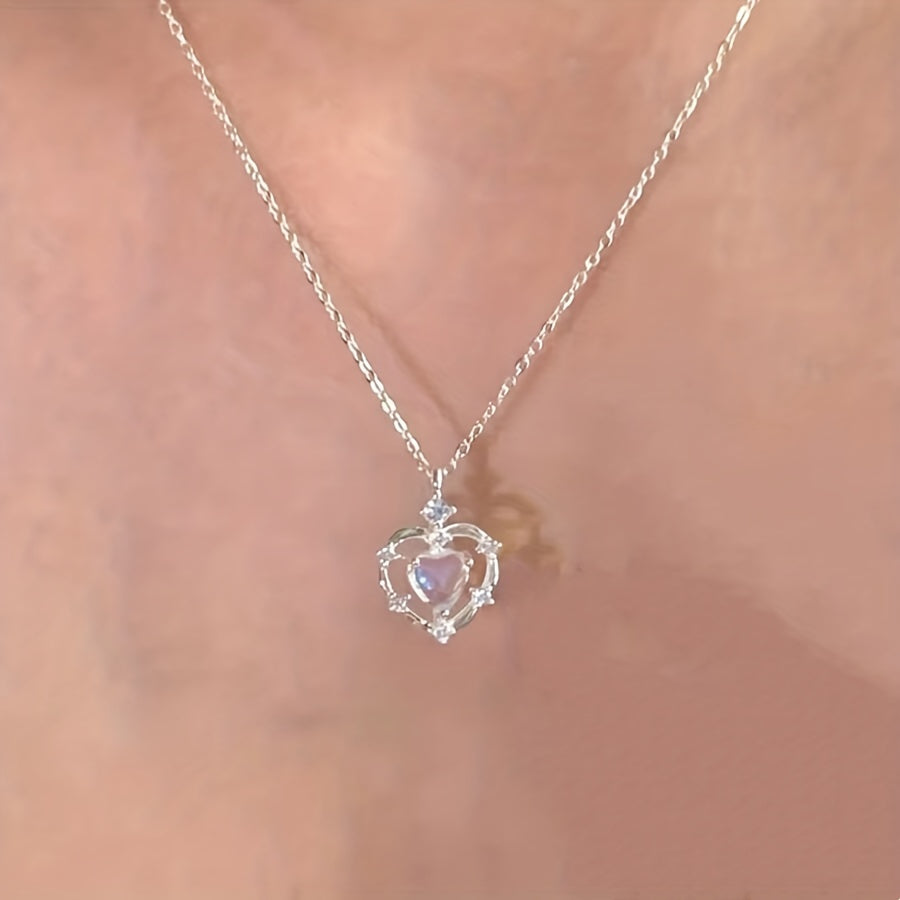 1pc Gradient Love Necklace, Love Clavicle Chain For Men And Women