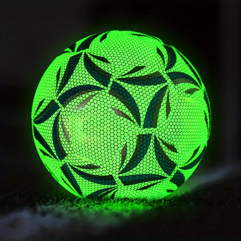 [Fluorescent Soccer Ball] 1pc Shiny Fluorescent Green Soccer Ball Wearable PU Size 5 | Professional Match Ball for Outdoor Training & Home Entertainment, Perfect for Birthday Gifts, Soccer Training Gear