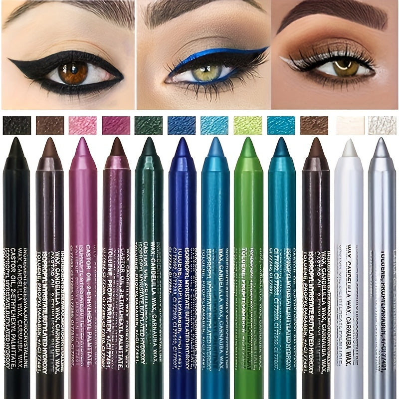 12 Eyeliner Pens With Pencil Sharpener Set 2 In 1 Color Makeup Eyeliner Pen Eye Shadow Waterproof And Sweat Resistant Durable Valentines Day Gifts