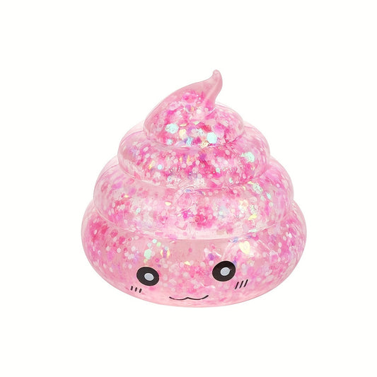 3pcs/set parody prank feces cute maltose pinch music Golden powder glitter feces pinch music squeeze toy (random color)