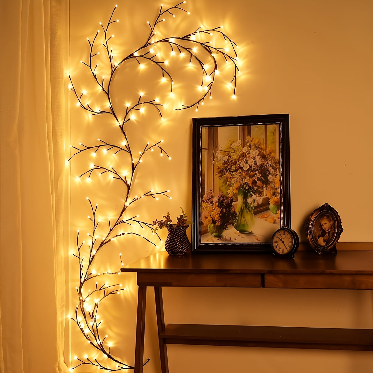 1pc USB Powered 96LEDS Bendable Willow Vine Lights Birch Tree Light, 8 Modes Rattan Decorative Light, Night Light Indoor Atmosphere Decorative Light for Home Living Room, Party Festival, Gift for Birthday Christmas Valentine'