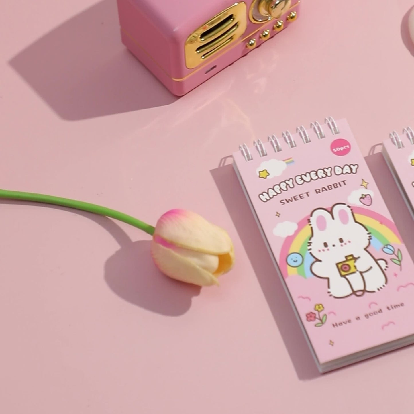 50 Sheets Cute Cartoon Rabbit Stickers Set | Waterproof PET Stickers for DIY Decorating Journaling Notebook | Scrapbooking Washi Stickers Stationery Supplies