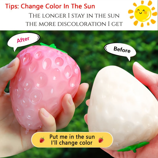 1, Color-Changing Strawberry Squeezing Toy in The Sun, New Unique Simulation Decompression Flour Ball, Decompression Toy, Stress Relief And Anxiety Gadget, New Year, Back to School Season, Spring Festival, Valentine'S Day, Ea