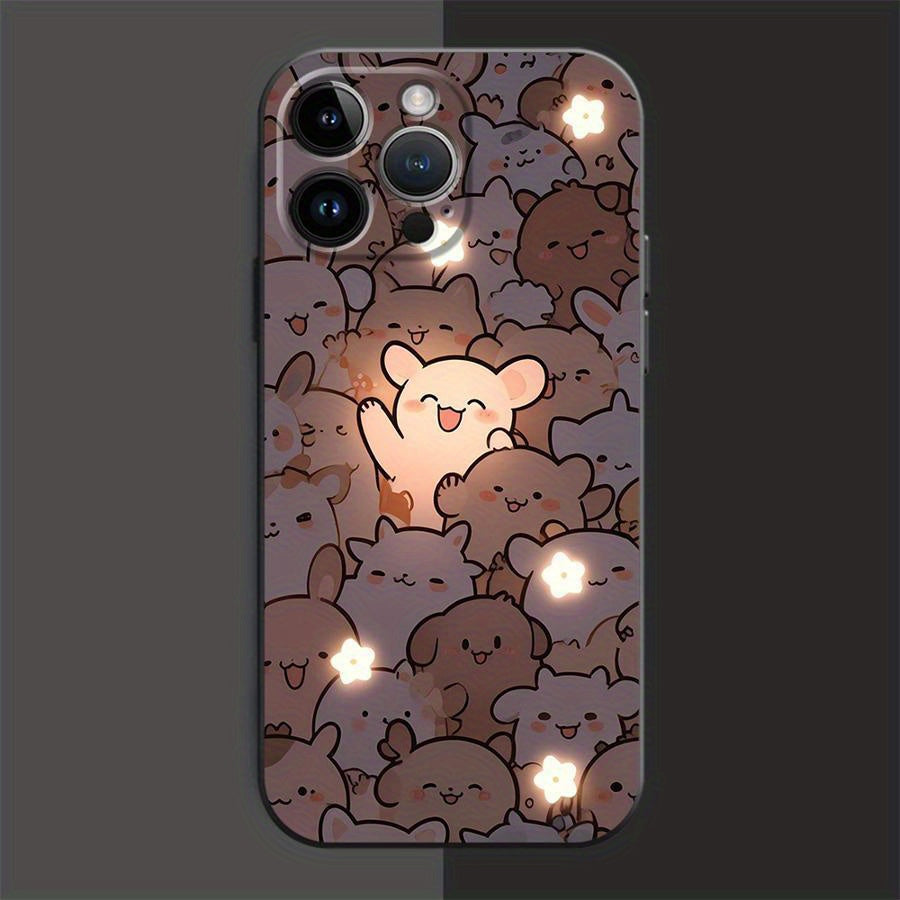 Case for Apple iPhone 16 Pro Max 11 13 15 14 Plus12 Mini Black Soft Shell Phone Cover Cartoon Cute Bear