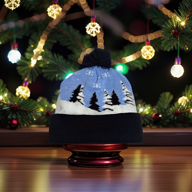 1pc Cartoon Jacquard Double-Layer Knitted Hat