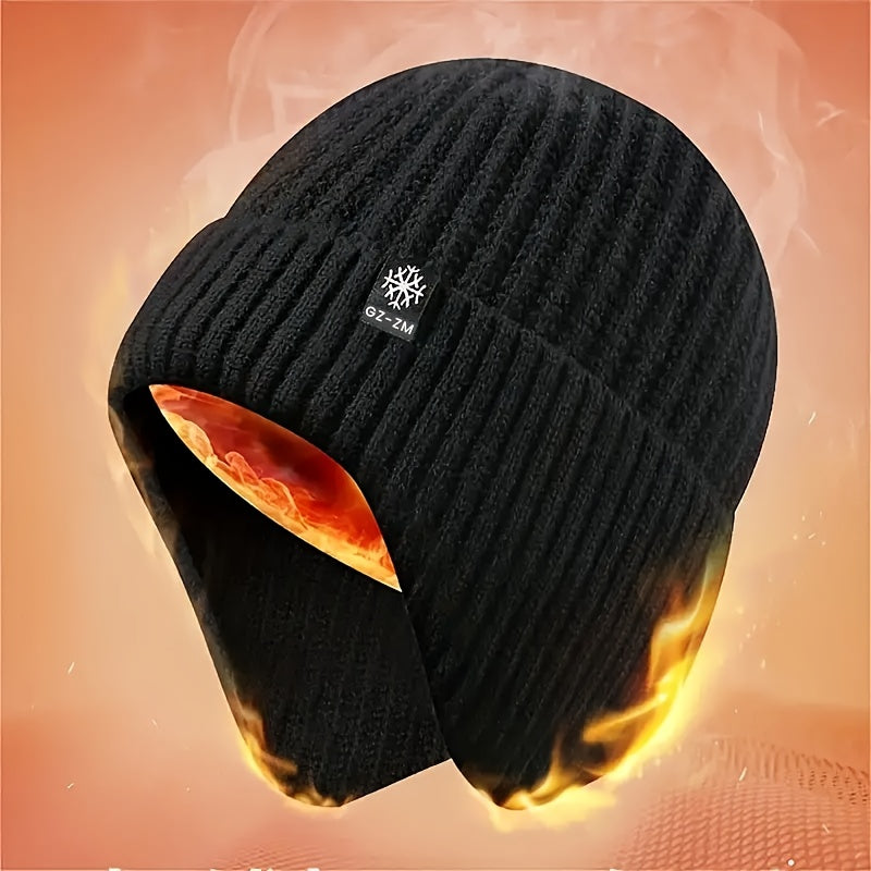 1pc Men's Thick Fleece-Lined Knit Beanie