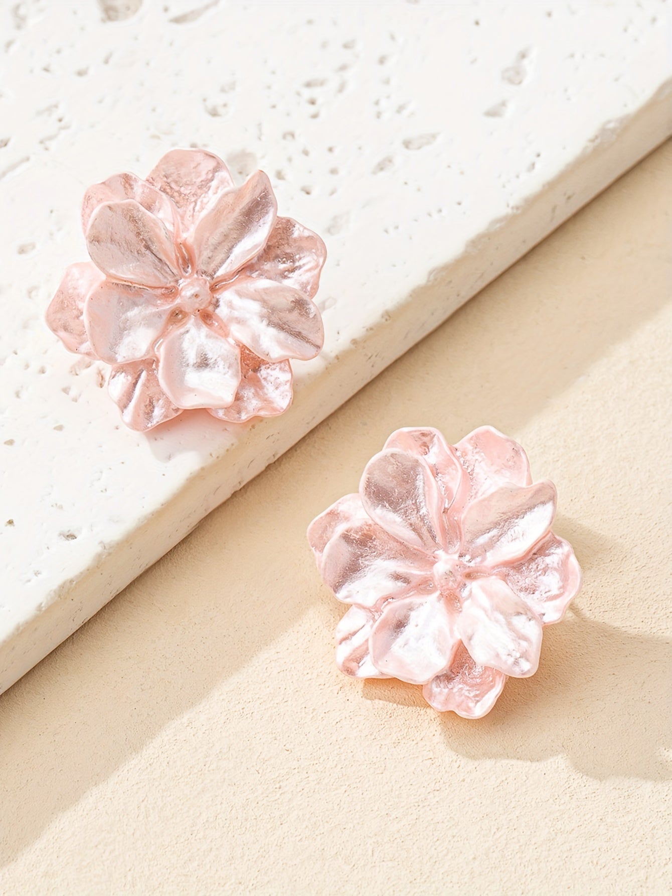 Elegant Floral Bloom Stud Earrings - Hypoallergenic Acrylic, Iron-Free Ear Needles, Perfect for Daily Wear, Parties, Weddings, Banquets, Business Events, and Leisure Activities - One Pair
