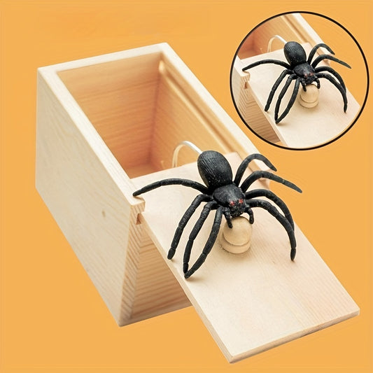 Handmade Wooden Spider Surprise Gift Box | 1pc | Wooden | Swingable, Reusable | Prank Toy | Birthdays, Christmas, April Fools' Day | Fun