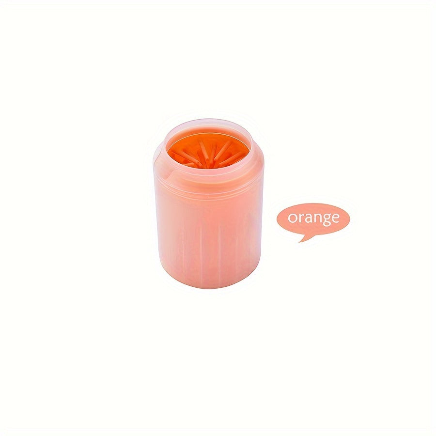 Blue & Yellow Automatic Pet Foot Washing Cup - Soft, Comfortable, and Durable Silicone for Easy Dog and Cat Paw Cleaning.