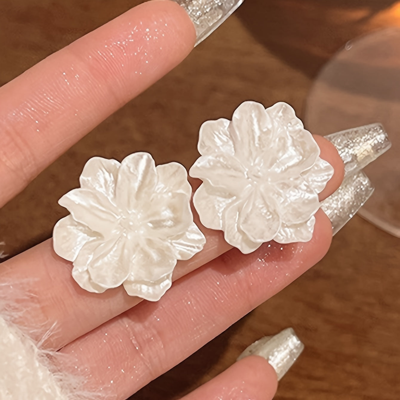 Elegant Floral Bloom Stud Earrings - Hypoallergenic Acrylic, Iron-Free Ear Needles, Perfect for Daily Wear, Parties, Weddings, Banquets, Business Events, and Leisure Activities - One Pair