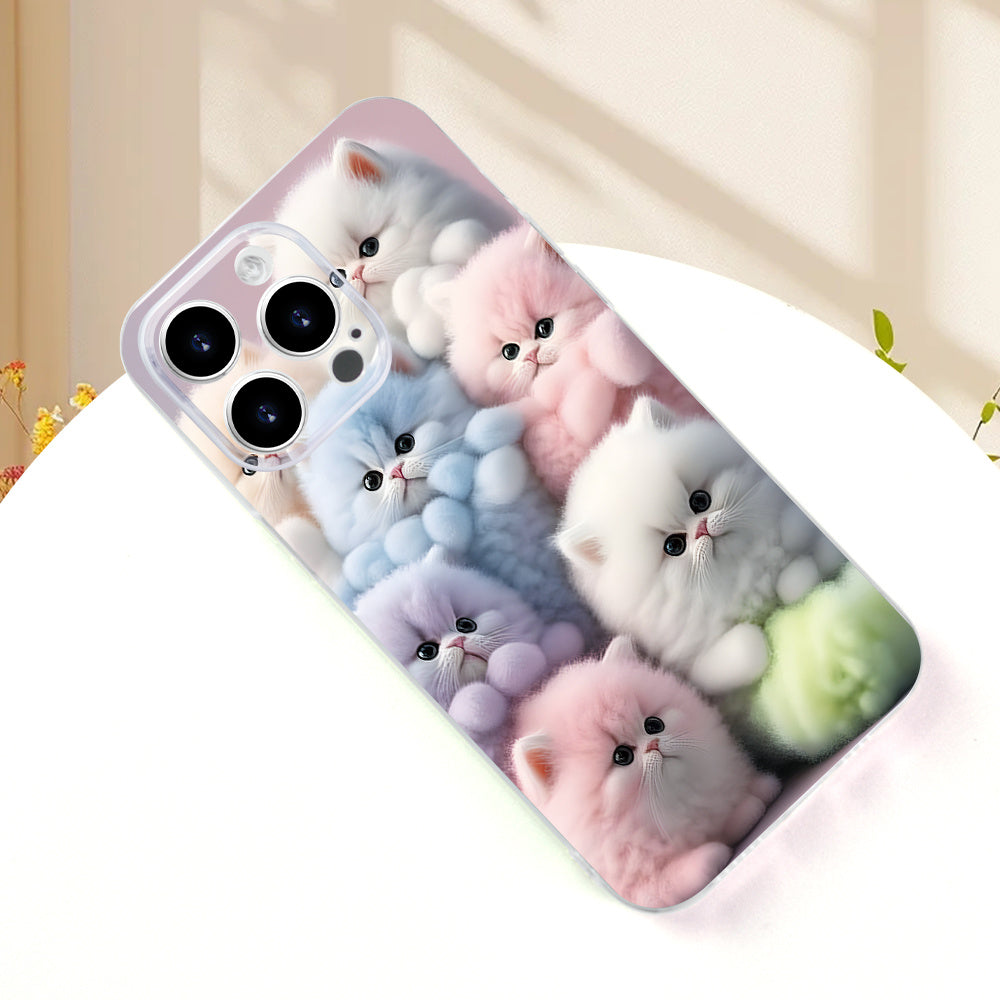A Creatively Designed Colorful Cute Kitten Pattern Phone Case, Providing Full-Body Protection with Shockproof And Drop-Resistant TPU Soft Cover, Suitable As a Gift for Birthdays Or Holidays for Both Men And Women, Compatible