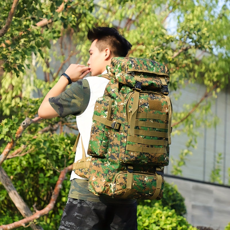 80L Hiking Backpack - Durable Oxford, Adjustable Straps, Multiple Compartments | Ideal for Outdoor Adventures, Camping, Travel