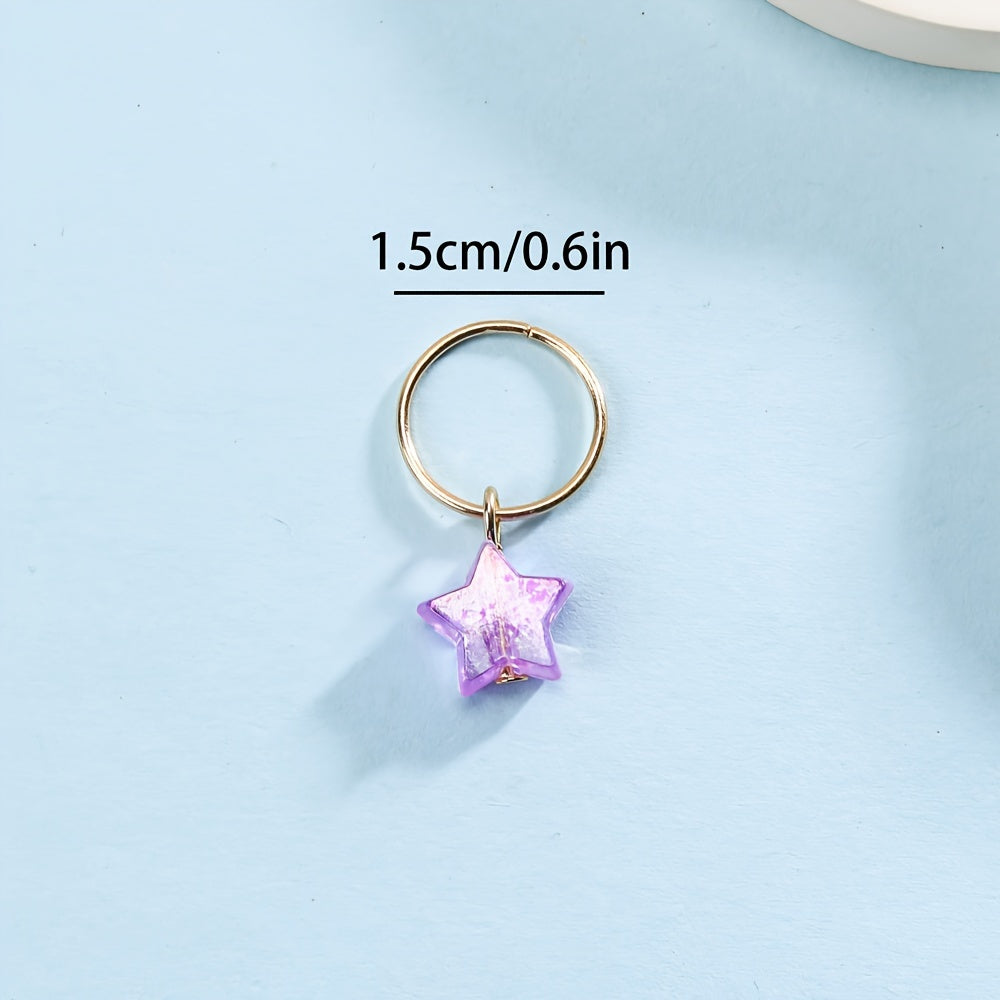14pcs Shiny Butterfly Bear Hair Braid Rings | Star Crystal Rhinestone Hair Clips Cuffs Charms, Hair Jewelry Decoration for Women and Cool Girls
