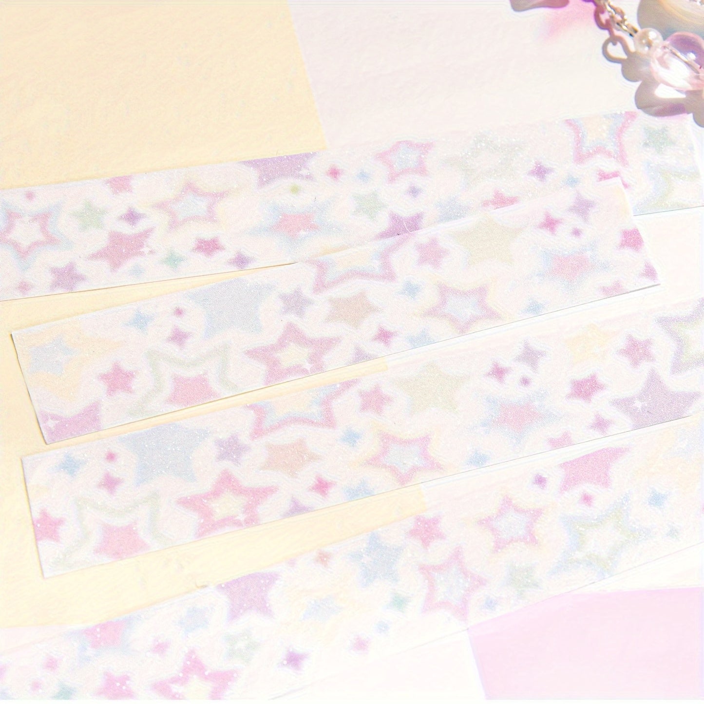 [Paper Star Pattern Decoration Tape] Star Pattern Washi Tape Roll for Planner Decoration, Scrapbooking, and DIY Crafts - Major Material: Paper
