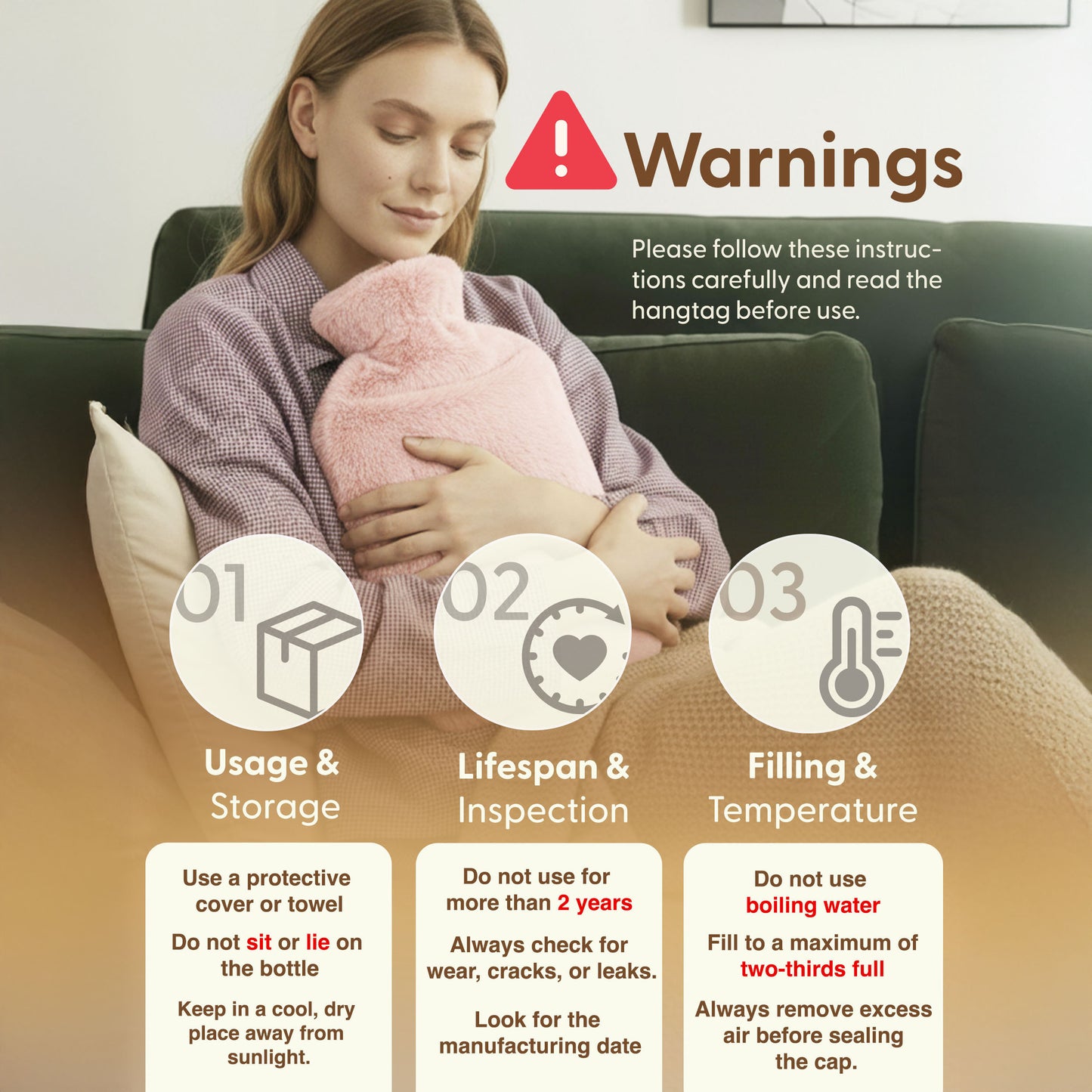 Cosy Hot Water Bottle with Plush Cover