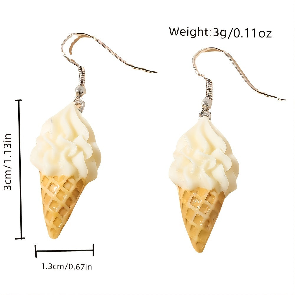 Imitation Ice Cream Resin Drop Dangle Earrings Food Design Accessories For Women Party Jewelry