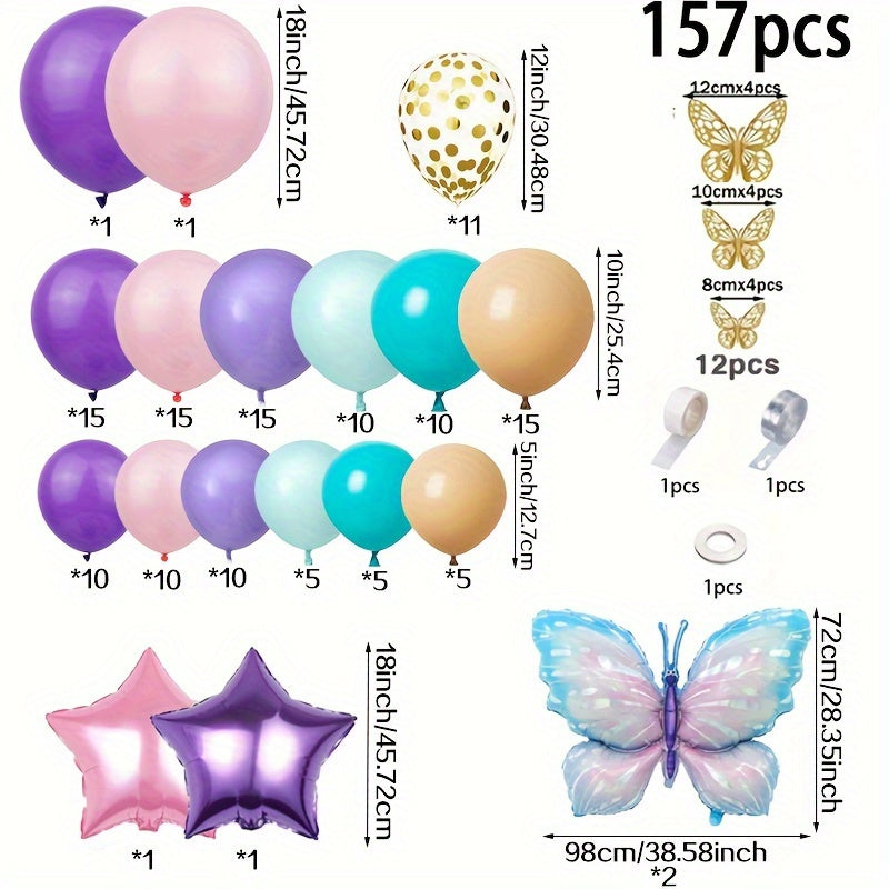 157pcs Enchanting Blue Butterfly Balloon Set