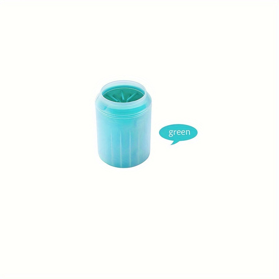Blue & Yellow Automatic Pet Foot Washing Cup - Soft, Comfortable, and Durable Silicone for Easy Dog and Cat Paw Cleaning.