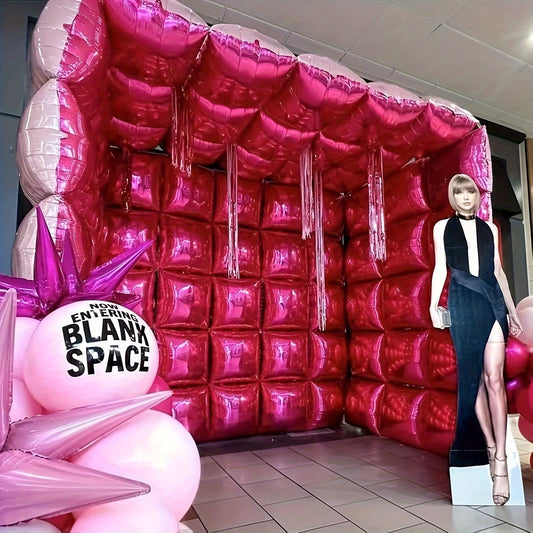 25pcs Double-Sided Pink & Red Aluminum Balloon Wall Set, 48.26cm Metal Tunnel Arch, Perfect for Photo Booths, Weddings, Anniversaries, Birthdays - Festive Party Backdrop with Sparkling Balloons, Party Backdrop | Colorful Ball
