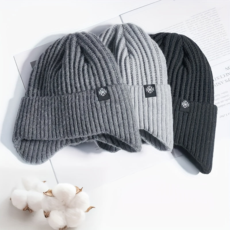 1pc Men's Thick Fleece-Lined Knit Beanie