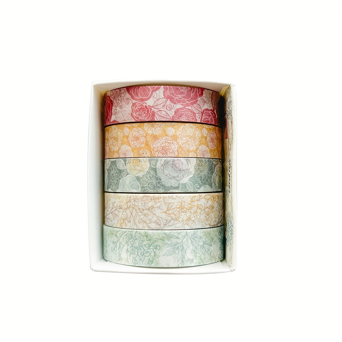 [Traceless Washi Tape] 5 Rolls of Tear-Off Traceless Washi Tape Flower Series - Decorative Sticker Tape for Diaries, Photo Albums, Schedules and Party Decorations
