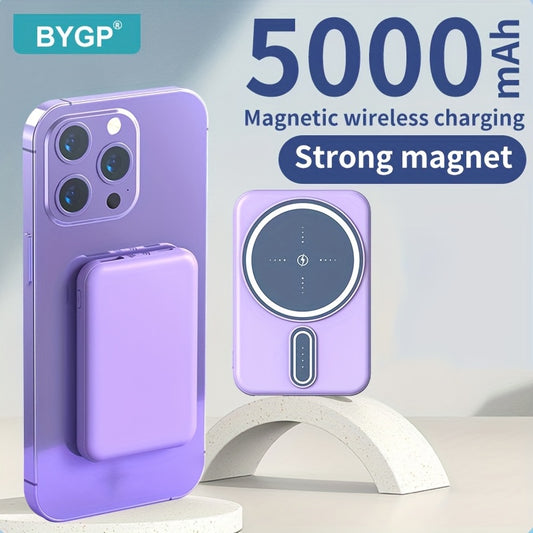 New 5000mAh Magnetic Wireless Power Bank for Apple 15 Pro / 14 Max / 13 / 12 Android Phones with LED Power Display, Portable Charger for Outdoor Travel Emergency Backup Mobile Power Supply, Gift