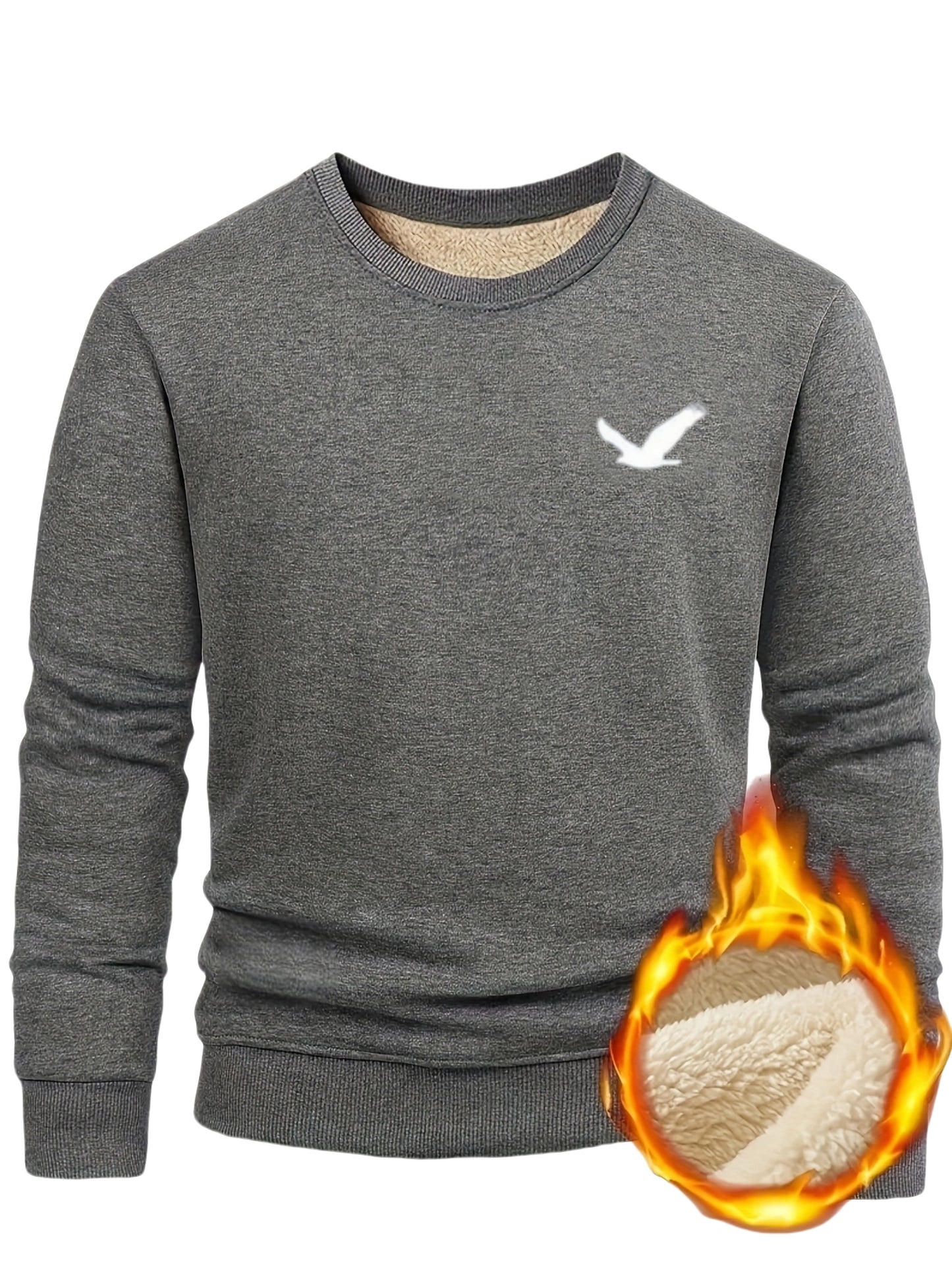 Men's Winter Fleece-Like Sweater Vest Jacket - Thickened Round Neck Long Sleeve Inner Layer, Machine Washable.