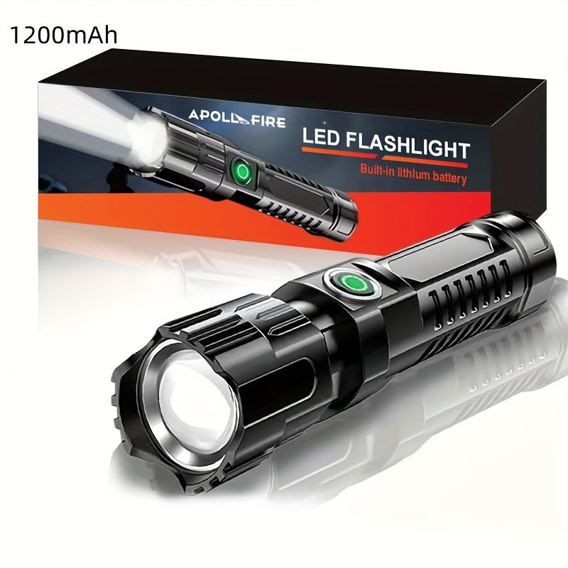 Super Bright LED Flashlight - Rechargeable High Lumen Handheld Light with Adjustable Focus, Long-Lasting Battery Life, Tactical Design for Outdoor and Emergency Use, Rechargeable Flashlight