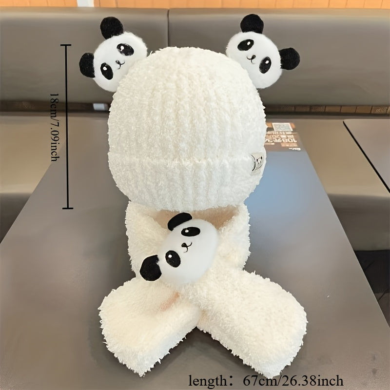 1pc & Winter Ear Warmer with Panda Ears & Pom-Pom-like Patches