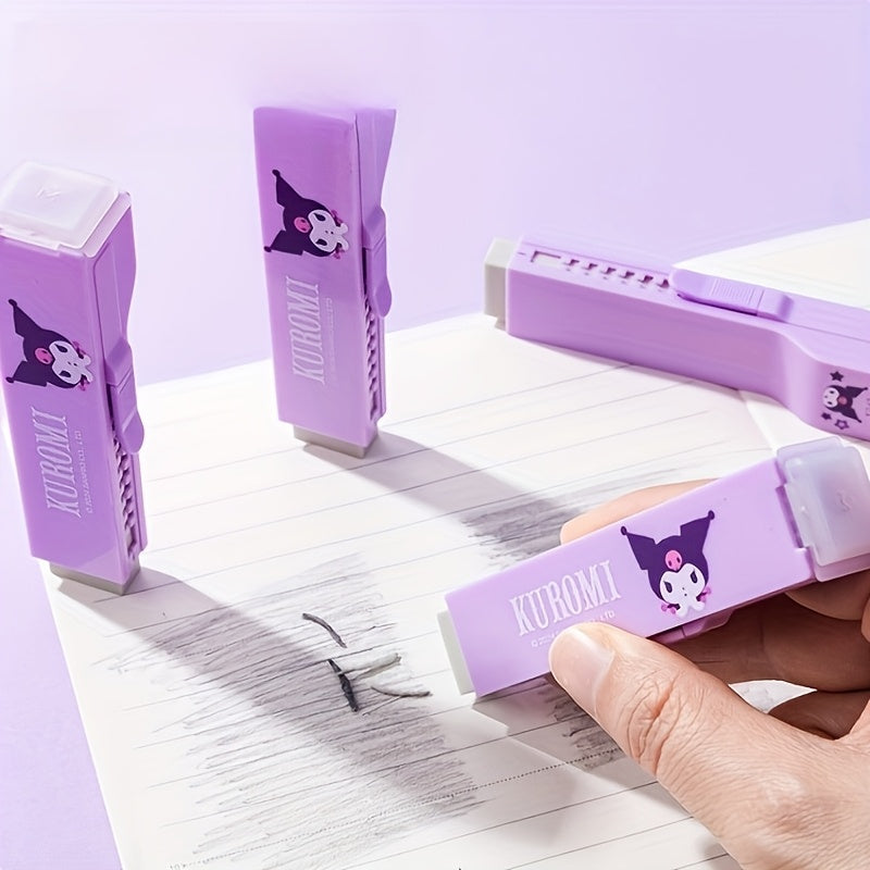 () Sanrio Kuromi Multi-function Push and Pull Rubber pencil sharpener Set