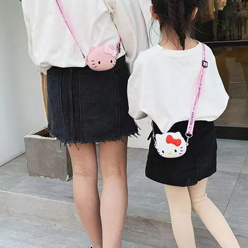 1pc Hello Kitty Bag] 1pc Hello Kitty Silicone Crossbody Bag. Cute Minimalist Lightweight Adjustable Strap0