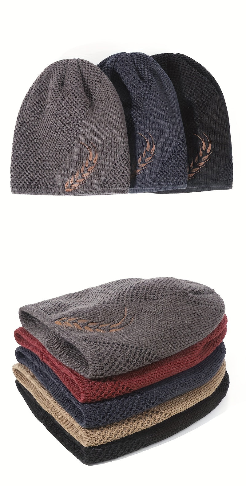 Unisex Floral Print Knit Beanie