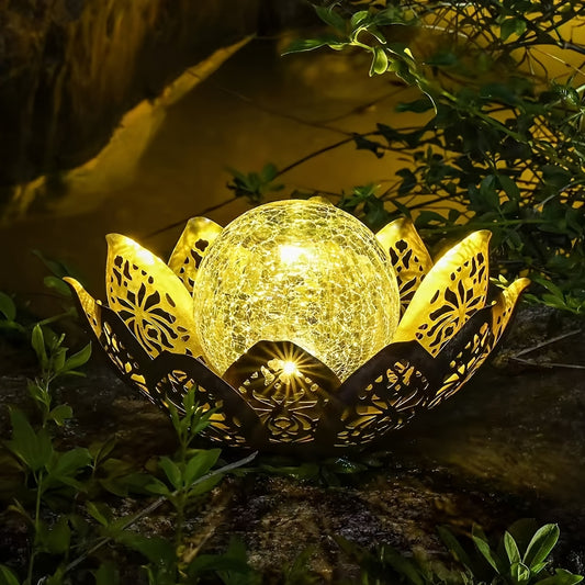 Solar Iron Art Lily Lamp, Outdoor Lighting, Suitable for Courtyard, Garden, Park, Pathway, Lawn