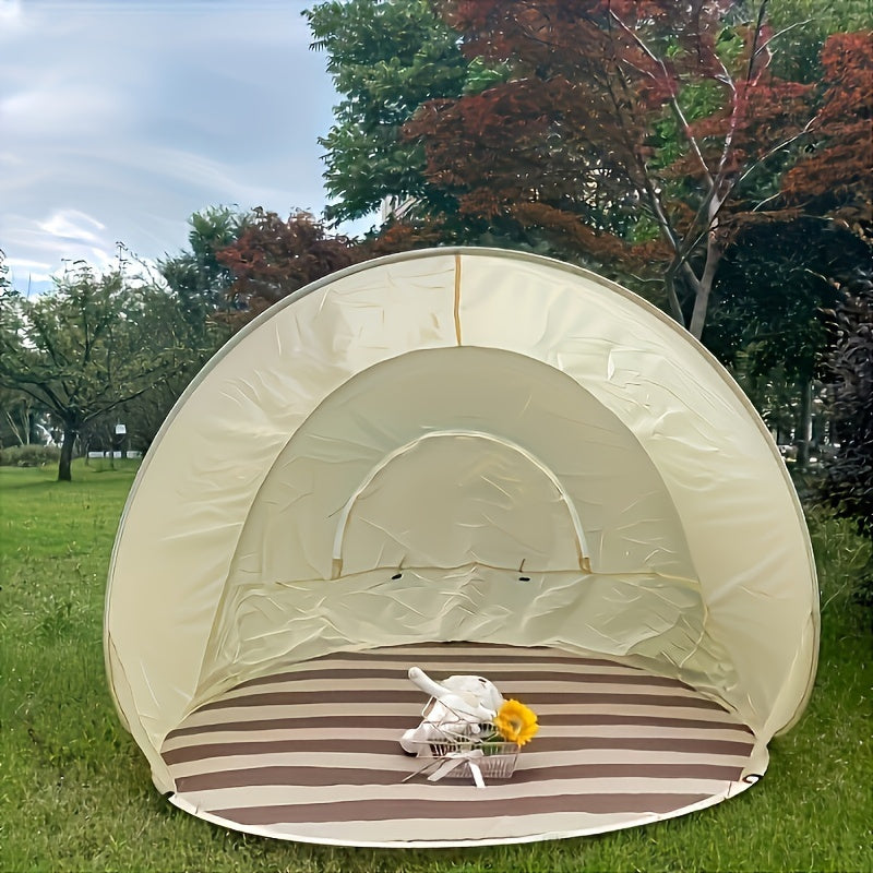 Automatic Instant Pop-up Sun Shelter, Portable Beach Tent, UV Protection, Easy Zipper Closure, with Compact Carry Bag.