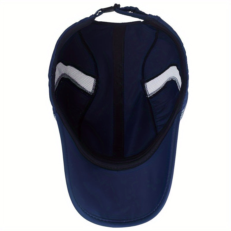 [Quick-Dry Sport Cap Sun Protection] 1 EDIKO Quick-Dry Sport Cap, Adjustable, Breathable Mesh Back, Sun Protection Hat for Outdoor Activities, Camping & Hiking - Navy Blue with Gray Accents, Hiking Accessories