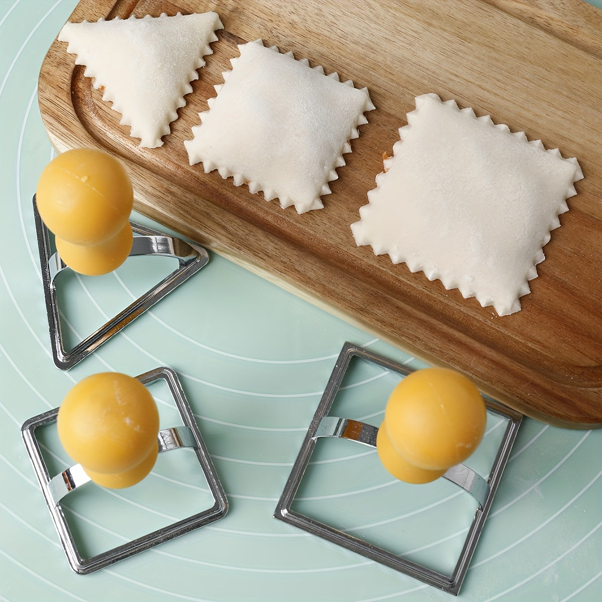 3pcs, Cookie Cutters With Handles, Pastry Cutters, Biscuit Molds, Dumpling Molds, Baking Tools, Kitchen Accessories