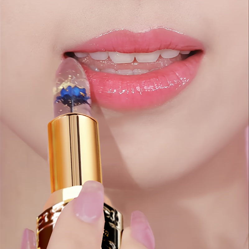 3pcs flower shaped crystal gel lipstick - warm color changing, moisturizing and non mucous membrane, 3 colors, moisturizing and non fading lip gloss