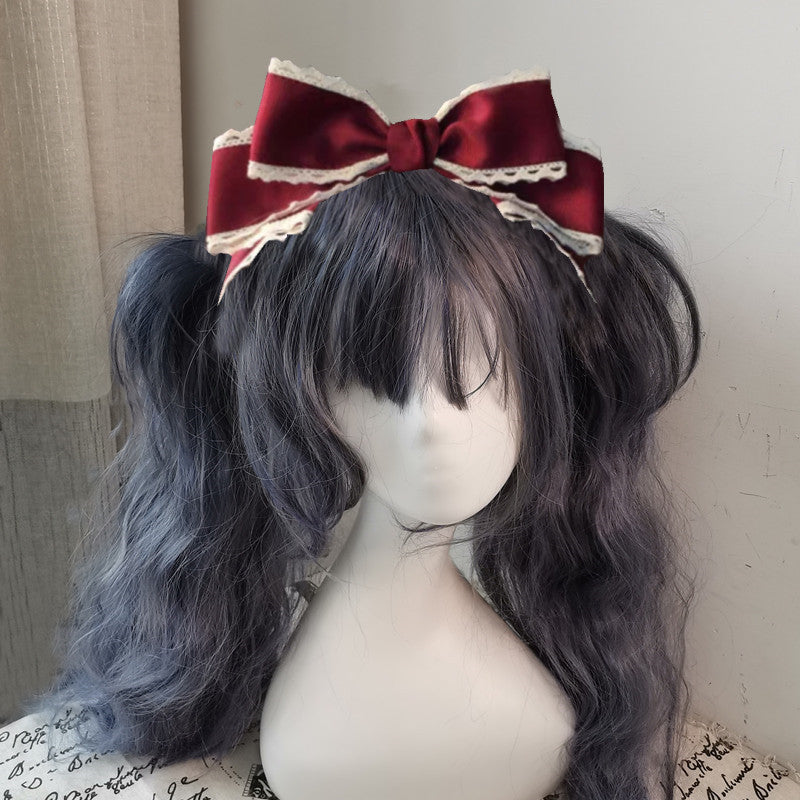 Chic Handmade Lolita style Bow Hairpin - Polyester & Spandex, Perfect for Cosplay & Anime Fashion Accessories