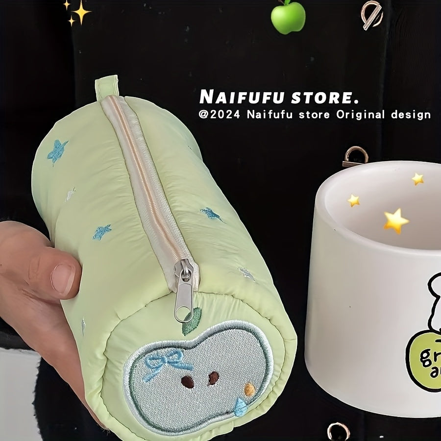 Pink Cat Pencil Case - Fluffy, Cute, High-Quality Fish Board Design, Large Capacity for Pens