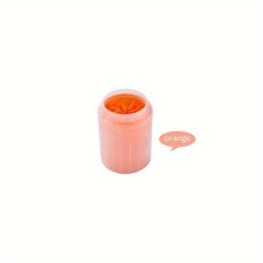 Blue & Yellow Automatic Pet Foot Washing Cup - Soft, Comfortable, and Durable Silicone for Easy Dog and Cat Paw Cleaning.