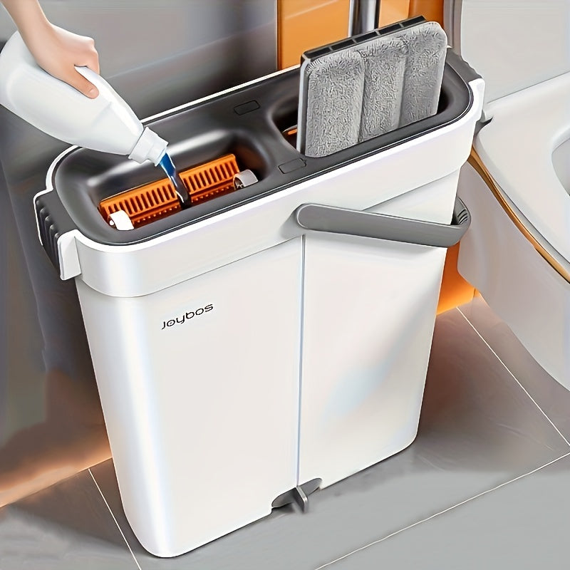 Complete Cleaning System - Hands-Free Flat Mop, Dry/Wet Bucket, 3 Reusable Microfiber Cloths | Ideal for Floors, Yards, Bathrooms, Valentine's Day Gift